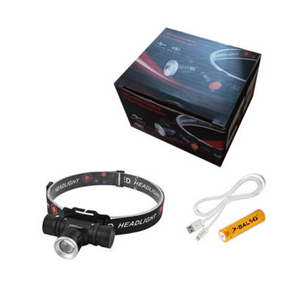 Ліхтар налобний Police 5808-T6, 1x18650, zoom, ЗП microUSB, Box, фото 3