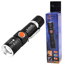 Ліхтар Police 616-XPE Li-Ion акумулятор. затискач zoom ЗУ USB, фото 4
