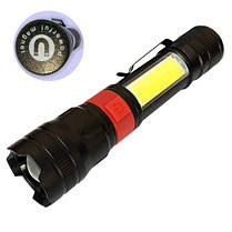 Ліхтар PL-826-P70+COB(white+red) 1х18650 магніт затискач ЗУ microUSB zoom Box, фото 4