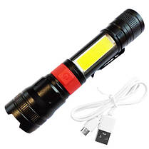 Ліхтар PL-826-P70+COB(white+red) 1х18650 магніт затискач ЗУ microUSB zoom Box, фото 5