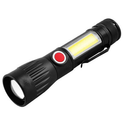 Ліхтар BL-645S-XPE+COB Li-Ion акумулятор. ЗУ mircoUSB zoom затискач Box, фото 1