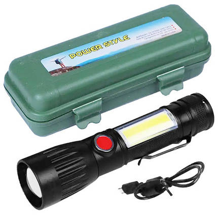 Ліхтар BL-645S-XPE+COB Li-Ion акумулятор. ЗУ mircoUSB zoom затискач Box, фото 3