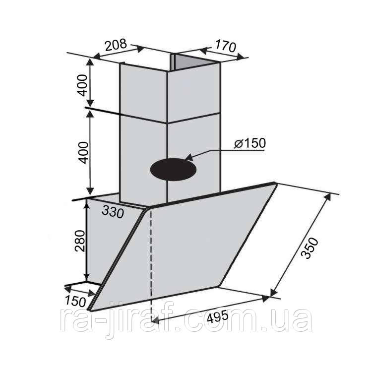 ВИТЯЖКА VENTOLUX MODENA 50 WH (700) PB - Похила на кухню. Витяжка кухонна в Україні. *ЗНИЖКА В ОПИСІ.
