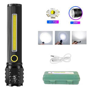 Ліхтар C72/C82-P50+COB Li-Ion акум zoom ЗП mircoUSB Box, фото 3