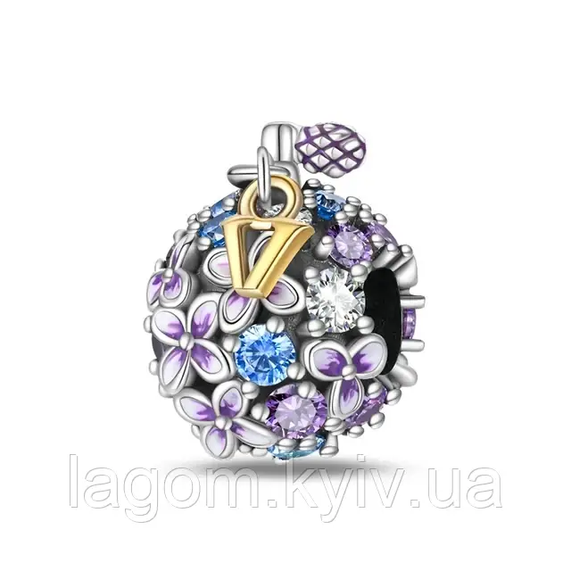 Срібний шарм-підвеска в стилі Pandora Beauty Charms 925 проба срібляста бусина на браслет Пандора