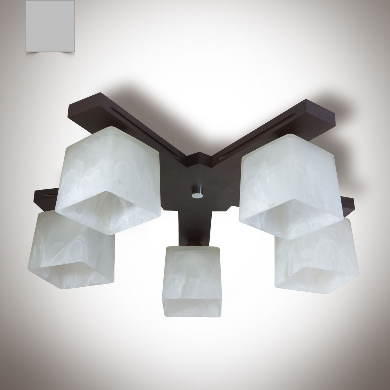 Люстра 5 лампова, дерев'яна в стилі модерн для вітальні, спальні, кухні, передпокою, фото 1