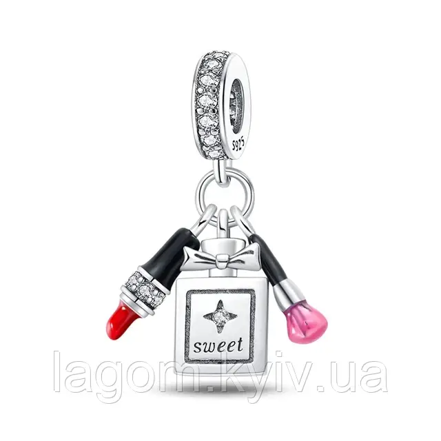Срібний шарм-підвеска в стилі Pandora Beauty Charms 925 проба срібляста бусина на браслет Пандора