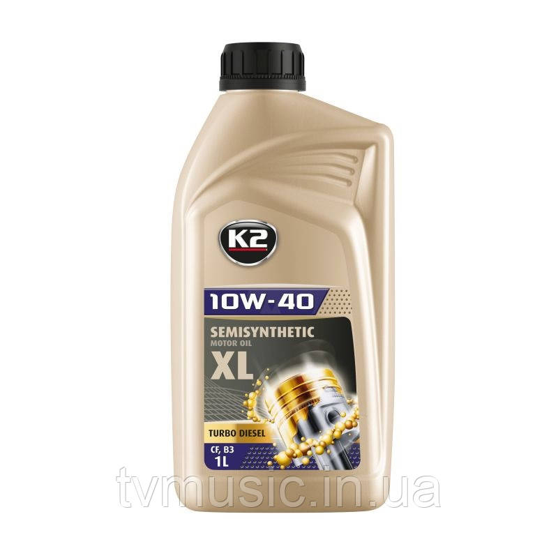 Олива моторна K2 Semisynthetic Motor Oil XL Turbo Diesel CF, B3 10W-40 1л (O2051E)