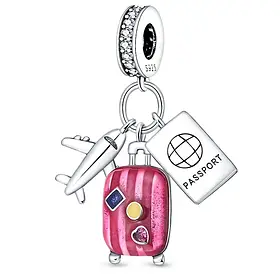 Срібний шарм-підвіска у стилі PANDORA Travel Charm 925 проба срібна намистна на браслет ПАНДОРА
