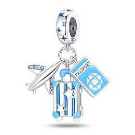 Срібний шарм-підвіска у стилі PANDORA Travel Charm 925 проба срібна намистна на браслет ПАНДОРА
