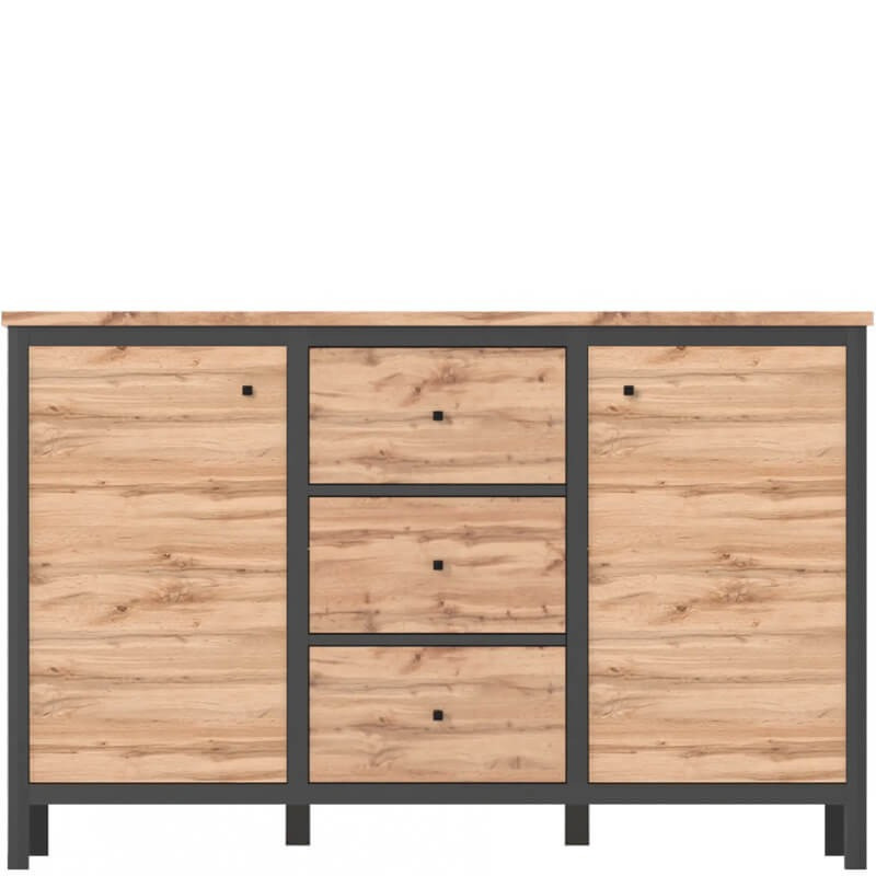 Комод в спальню з ЛДСП KOM2D3S Чос Gerbor Дуб тахо/Чорний, фото 1