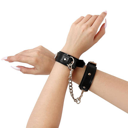Наручники з екошкіри Art of Sex - Handcuffs Emoji, чорного кольору, фото 1