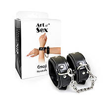 Наручники з екошкіри Art of Sex - Handcuffs Emoji, чорного кольору, фото 4