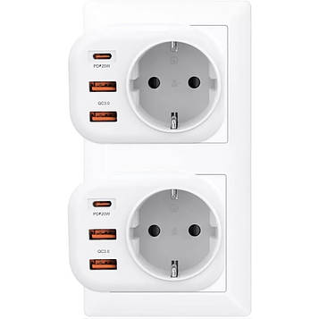 Мережевий фільтр Earldom ES-SC18 2U 1P 1C (4 in 1) White