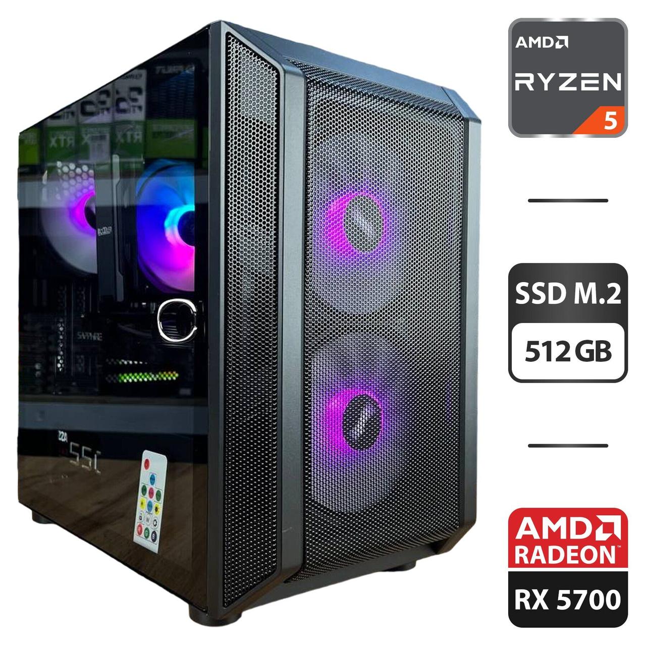 Ігровий ПК 1stPlayer D3-3F2-Plus Black MT/ Ryzen 5 3600/ 16 GB RAM/ 512 GB SSD/ Radeon RX 5700 8GB/ 550W
