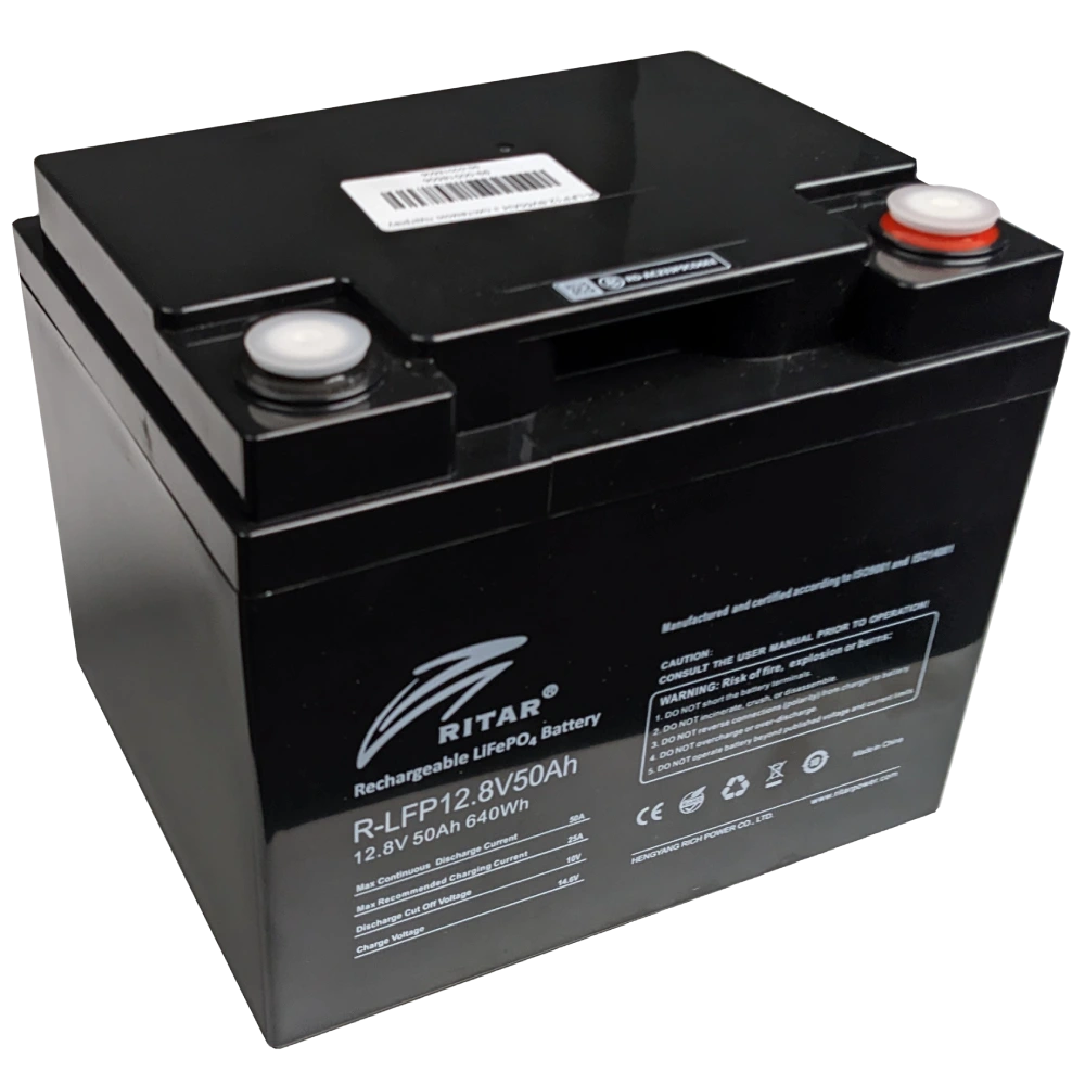 Акумуляторна батарея із bluetooth Ritar LiFePO4 12,8V 50Ah 640Wh (198х166х169 мм), 6.5kg Q1