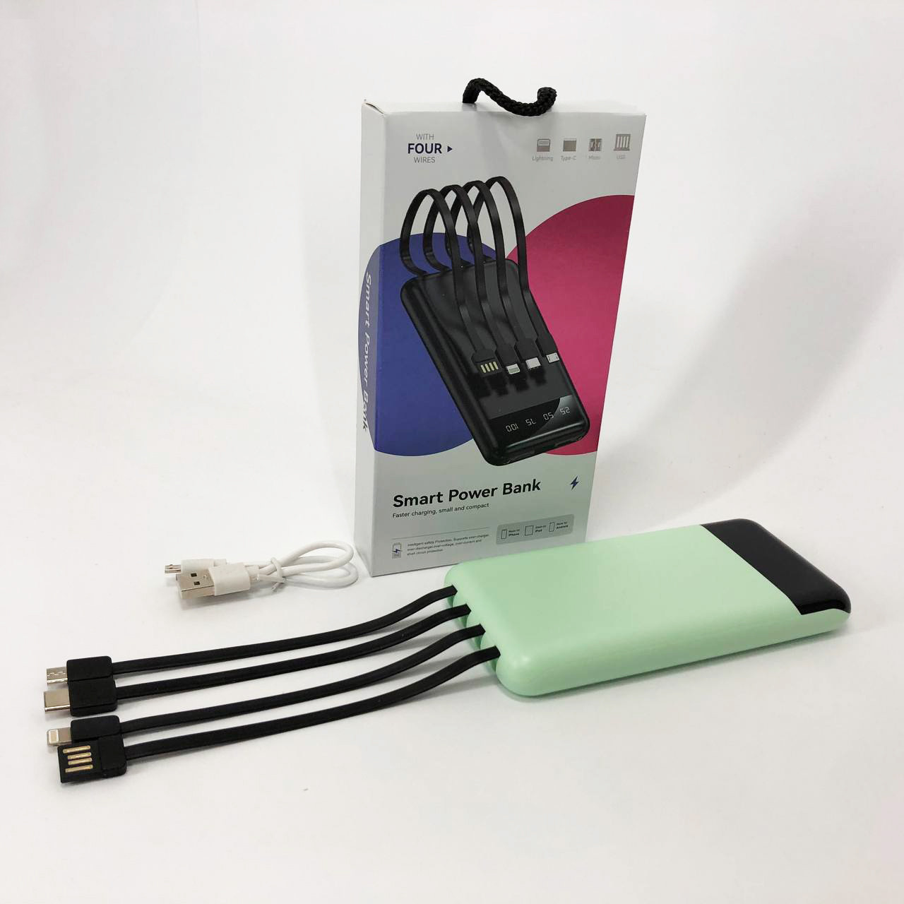 Павербанк Power Bank UKC 50000mAh Мобільна зарядка зовнішній акумулятор портативний павер. ZK-374 Колір: зелений, фото 1