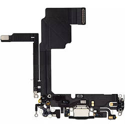 Шлейф iPhone 15 Pro Max з роз'ємом заряджання, аудіо- та мікрофоном black (знятий оригінал)