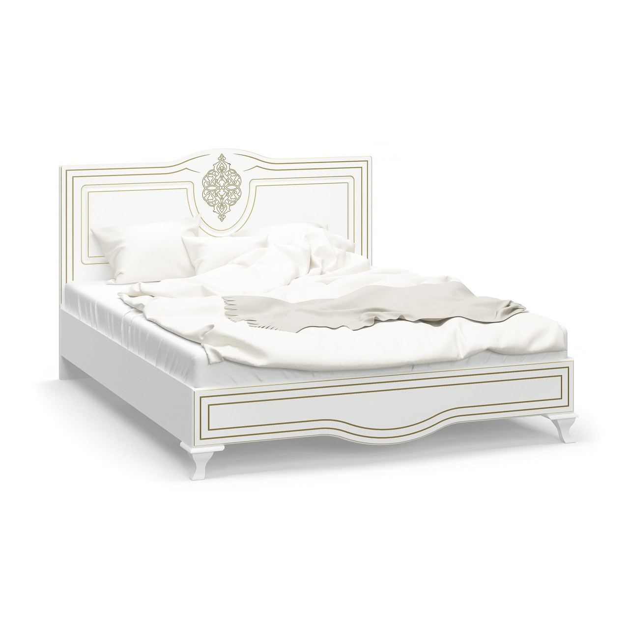 Красиве біле двоспальне ліжко 160х200 класика на ніжках з узголів'ям у спальню Мілан Мебель Сервіс