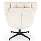 Сучасне поворотне крісло Fofana кремове з тканинною оббивкою на одній ніжці до спальні, фото 2