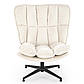 Сучасне поворотне крісло Fofana кремове з тканинною оббивкою на одній ніжці до спальні, фото 6