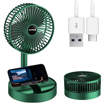Настільний вентилятор акумуляторний 3 швидкості, XL-908, Зелений / Міні вентилятор / Маленький вентилятор