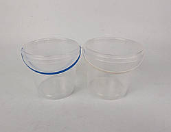 Відро пластикове прозоре кругле з кришкою для харчових продуктів об'єм 1000 мл 50 шт/уп.