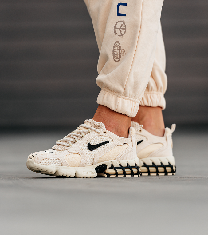 Кросівки Nike Air Zoom Spiridon Stussy cage 2 beige Найк Зум Стуссі бежеві текстильні чоловічі жіночі весна літо