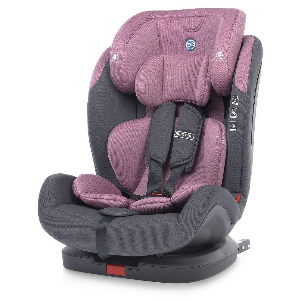 Автокрісло дитяче ME 1080-B BRISTOL Royal Violet група 123, isofix, чорн. база, льон, фіолетовий.