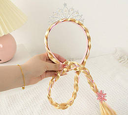 Обруч-корона з косичкою для дівчинки, рожева