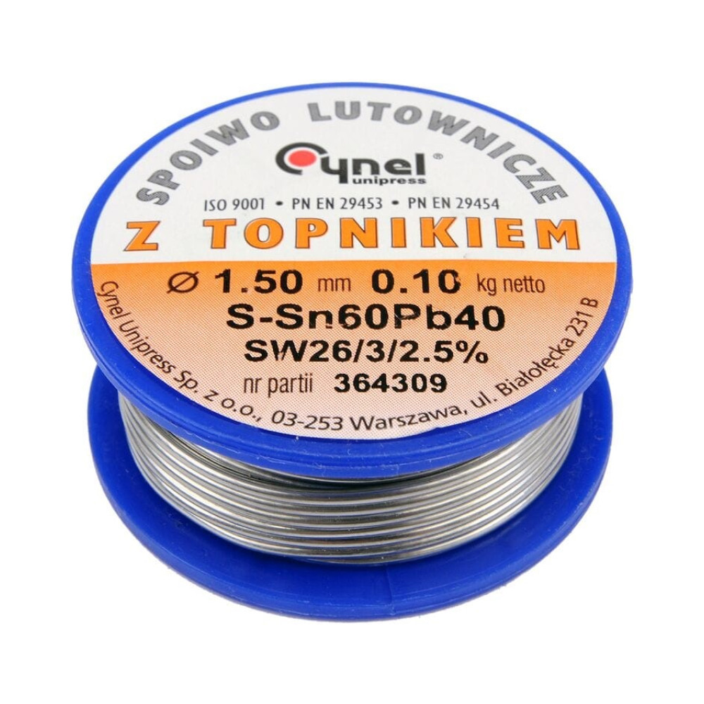 Припой дротяний на котушці 1.5мм маса 100г Sn60-Pb40 76814