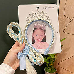 Обруч-корона з косичкою для дівчинки, блакитна