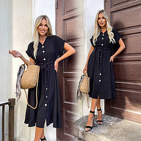 Чорне літнє плаття міді на кулісці з американського крепу