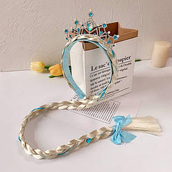 Обруч-корона з косичкою принцеси Ельзи, блакитна