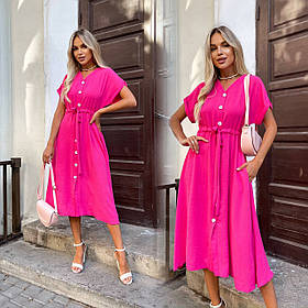 Малинове літнє плаття міді на кулісці з американського крепу