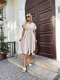 Бежева літня сукня міді на кулісці з американського крепу, фото 6