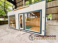Мобільна каркасна утеплена сауна 5,5х2,6м, h-2,8м Gartensauna-33 від Thermowood Production. Відео