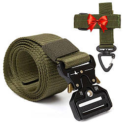 Тактичний ремінь Tactical Belt + Подарунок Тактичний карабін із петлею / Армійський ремінь із пряжкою Cobra
