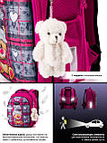 Каркасний шкільний рюкзак ранець SkyName для першого класу дівчаткам/ Ортопедичний портфель рожевий з ведмедиком в школу дітям, фото 10