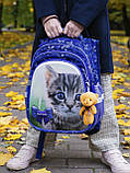 Шкільний ортопедичний рюкзак для дівчинки + мішок для взуття SkyName синій з котиком +пенал у ПОДАРУНОК/ Портфель в школу 1-4 клас, фото 6