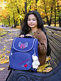 Ранець SkyName для дівчаток в школу 1 клас +ПОДАРУНОК Дитячий портфель синій з бантом Шкільний каркасний рюкзак для першокласників, фото 5