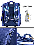 Ранець SkyName для дівчаток в школу 1 клас +ПОДАРУНОК Дитячий портфель синій з бантом Шкільний каркасний рюкзак для першокласників, фото 8