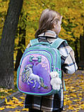Каркасний шкільний рюкзак SkyName для дівчаток 1-2 клас/ Ортопедичний бірюзовий портфель з єдинорогом для першокласників в школу, фото 4