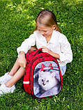 Комплект: Шкільний ортопедичний червоний рюкзак для дівчинки SkyName +мішок з котиком +ПОДАРУНОК пенал/ Портфель в школу 1-4 клас, фото 6