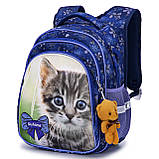 Шкільний ортопедичний рюкзак для дівчинки + мішок для взуття SkyName синій з котиком +пенал у ПОДАРУНОК/ Портфель в школу 1-4 клас, фото 2