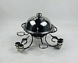 Садж для подачі м'яса (підігріву), готового шашлику 28 см. з соусницями та чарками + кришка, посилений, фото 6