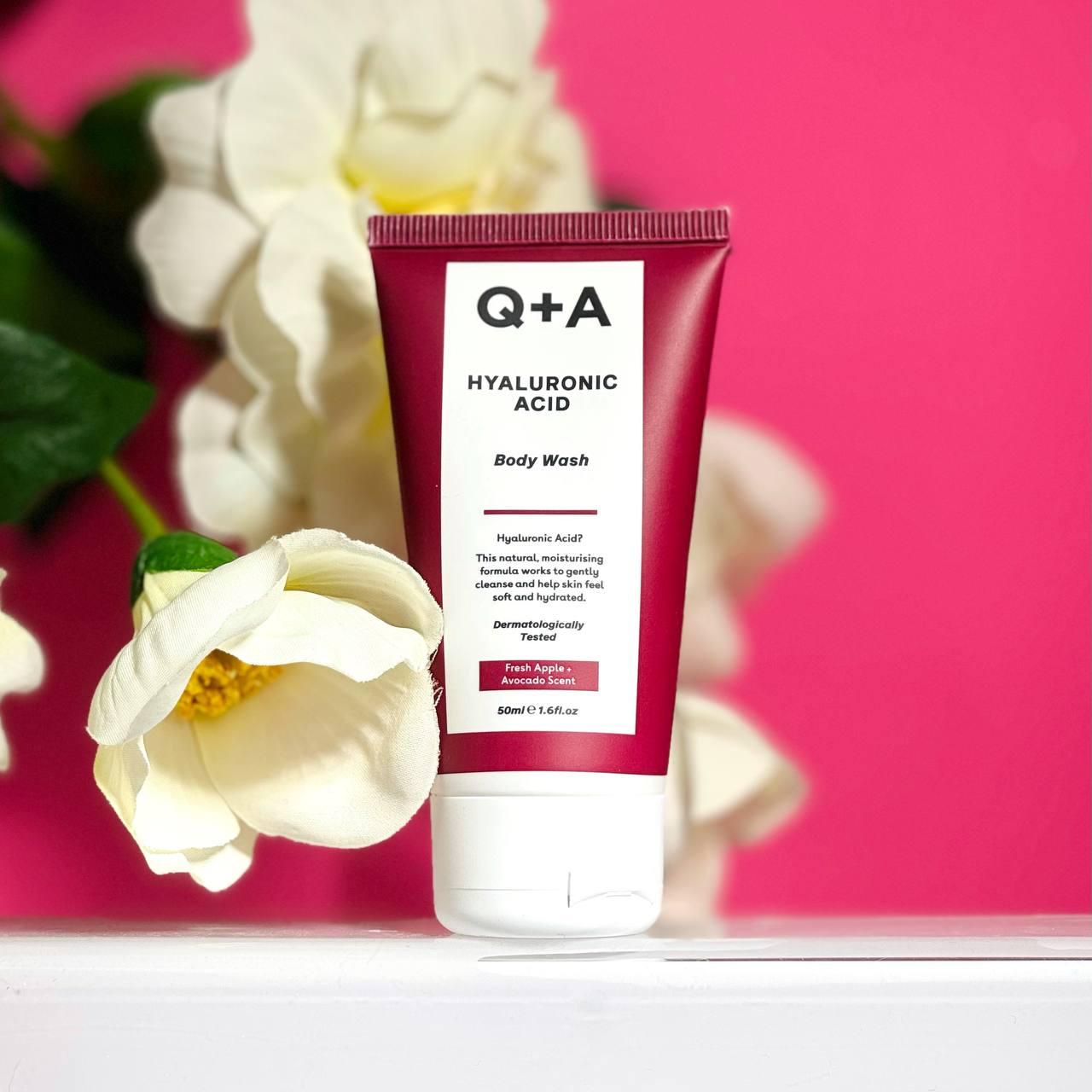 Очищуючий гель для тіла з гіалуроновою кислотою Q+A Hyaluronic Acid Body Wash 50 мл, фото 1