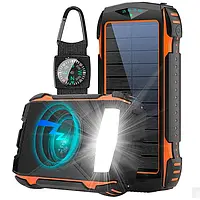 Портативний зарядний Power Bank Solar with LED light 20000mAh PN-W20S IPX4 2xUSB/Type-C 18W/3A PD/QC Qi