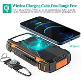 Портативний зарядний Power Bank Solar with LED light 20000mAh PN-W20S IPX4 2xUSB/Type-C 18W/3A PD/QC Qi, фото 2