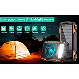 Портативний зарядний Power Bank Solar with LED light 20000mAh PN-W20S IPX4 2xUSB/Type-C 18W/3A PD/QC Qi, фото 8
